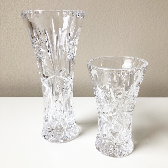 Vintage Accents 2 Vintage Cut Glass Bud Vases Matching Elegant
